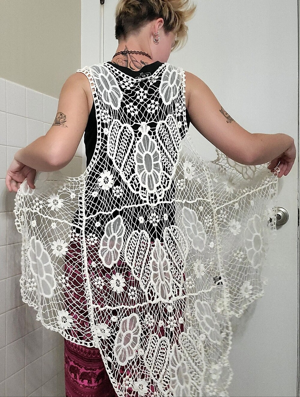 floral mesh vest